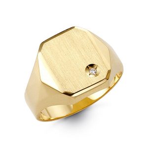 Signet Hexagonal Ring With CZ