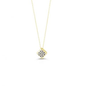 9 Stone Illusion Pendant, Cable Chain