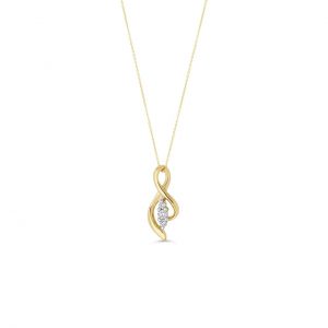 3 Stone Open Side Figure 8 Pendant, Cable Chain
