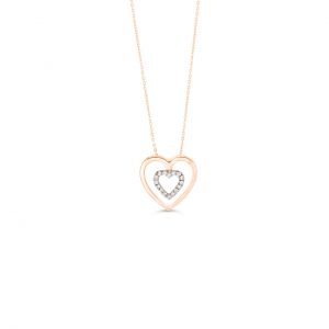 Double Heart Pendant, Cable Chain