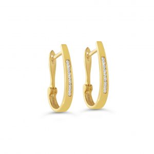Oval Channel Set Huggie Earrings
