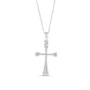 4 Stone Cross Pendant, Cable Chain