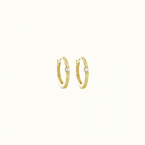 Single Diamond Huggie Earrings