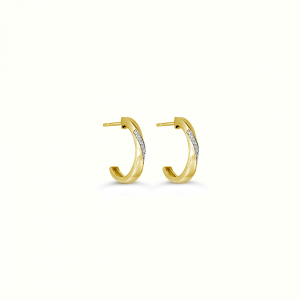 Twist Pave Set Huggie Earrings