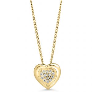 Pave Heart Pendant, Cable Chain