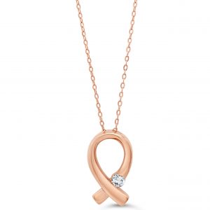 Pink Ribbon Pendant, Cable Chain