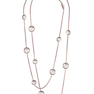 Multi-Stone Long Necklace - Amethyst