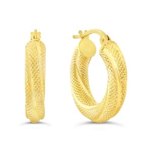 Textured Hoop Earrings , Small