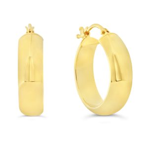 Polished Round Hoop Earrings , Medium