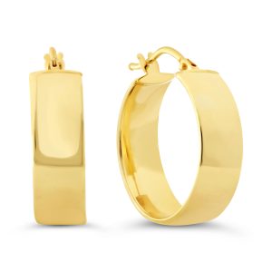 Polished Square Hoop Earrings , Medium