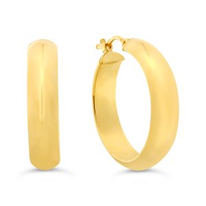 Polished Round Hoop Earrings , Large