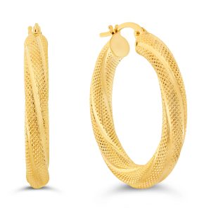 Textured Hoop Earrings , Large