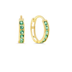Channel Set CZ Huggie , Green
