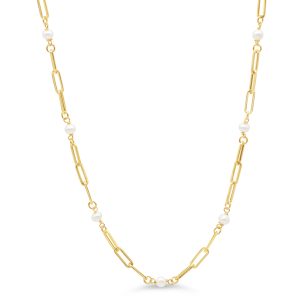 Multi Pearls Paperclip Necklace