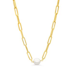 Single Pearl Paperclip Necklace