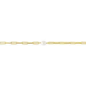Single Pearl Paperclip Bracelet