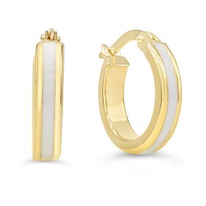 White Enamel Hoop Earrings