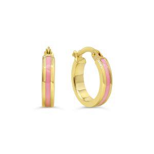 Pink Enamel Hoop Earrings