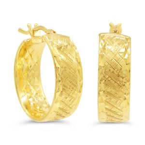 Diamond-Cut Flat Hoop Earrings
