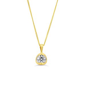 Half Moon Pendant , Curb Chain - 0.10TDW