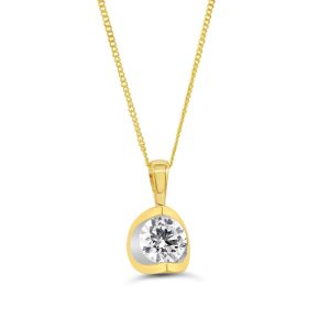 Half Moon Pendant , Curb Chain - 0.20TDW