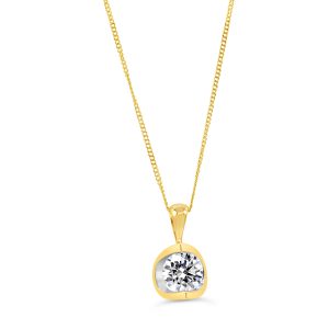 Half Moon Pendant , Curb Chain - 0.15TDW