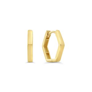 Hexagon Huggie Earrings, Small