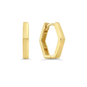 Hexagon Huggie Earrings, Medium
