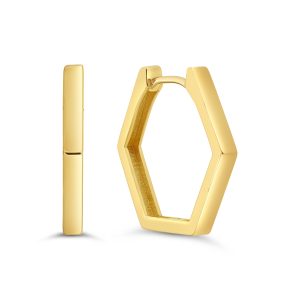 Hexagon Huggie Earrings, Large