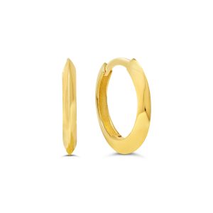 Round Knife-Edge Huggie Earrings, Small