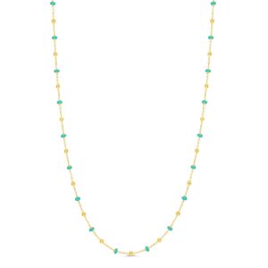 Beaded Enamel Necklace, Teal