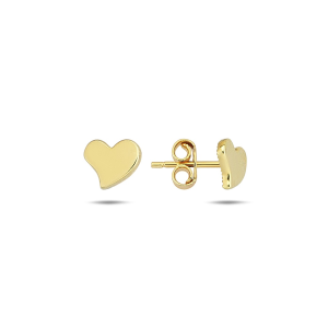 Flat Heart Stud Earrings