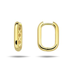 Round Huggie Earrings, Oval