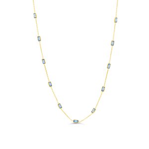 Multi Blue CZ Station Necklace