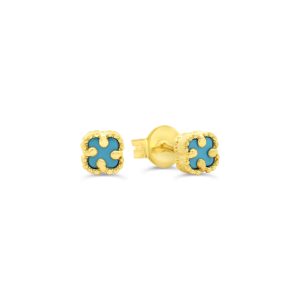 Mini Blue Clover Stud Earrings