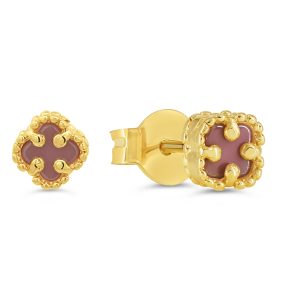 Mini Pink Clover Stud Earrings