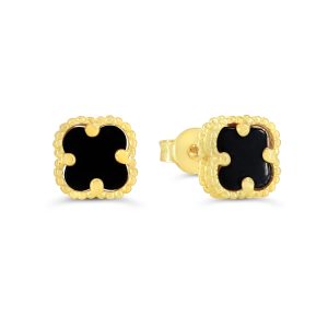 Mini Onyx Clover Stud Earrings