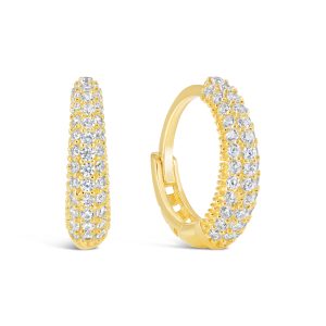 Graduated Pave Set Huggie Earrings