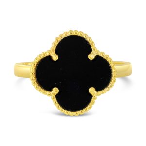 Onyx Clover Ring, Large