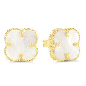Mother of Pearl Clover Stud Earrings, Large