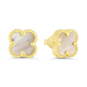 Mother of Pear Clover Stud Earrings, Medium