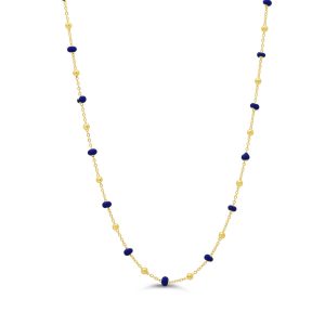 Beaded Enamel Necklace, Navy