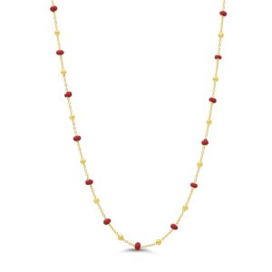 Beaded Enamel Necklace, Red