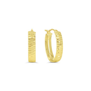 Diamond-Cut Oval Hoop Earrings