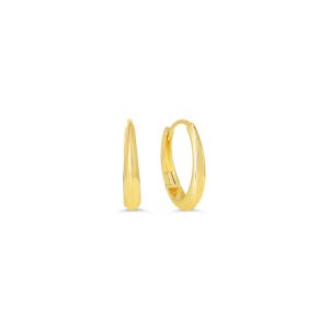 Oval Knife-Edge Huggie Earrings