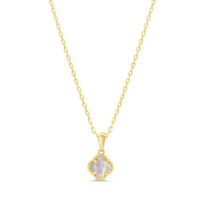 Mini MOP Clover Pendant, Cable Chain