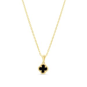 Mini ONYX Clover Pendant, Cable Chain