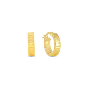 Diamond-Cut Ribbed Hoop Earrings, Small