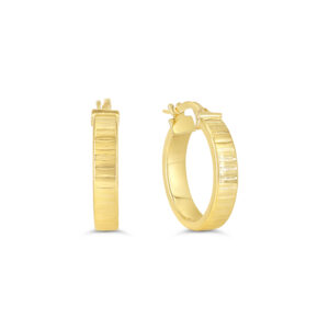 Diamond-Cut Ribbed Hoop Earrings, Large