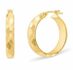 Diamond Cut Hoop Earrings, Large